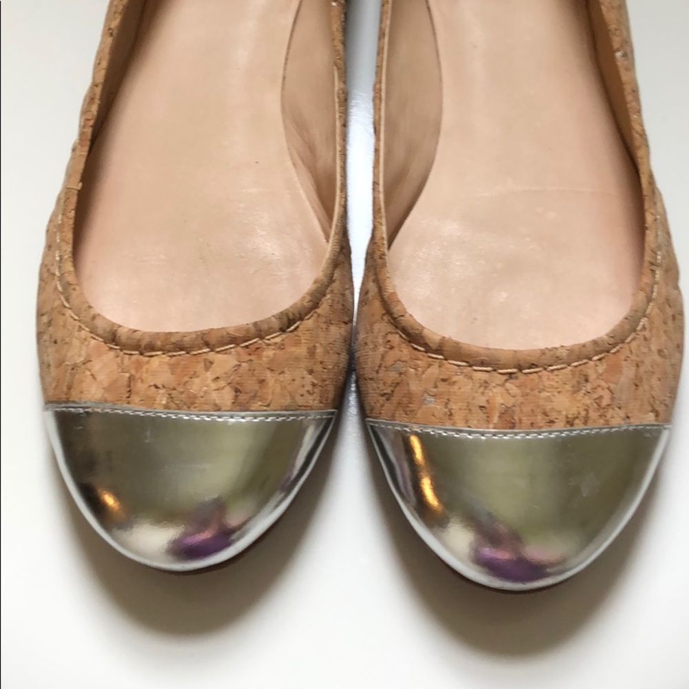 Kate Spade cork and silver flats